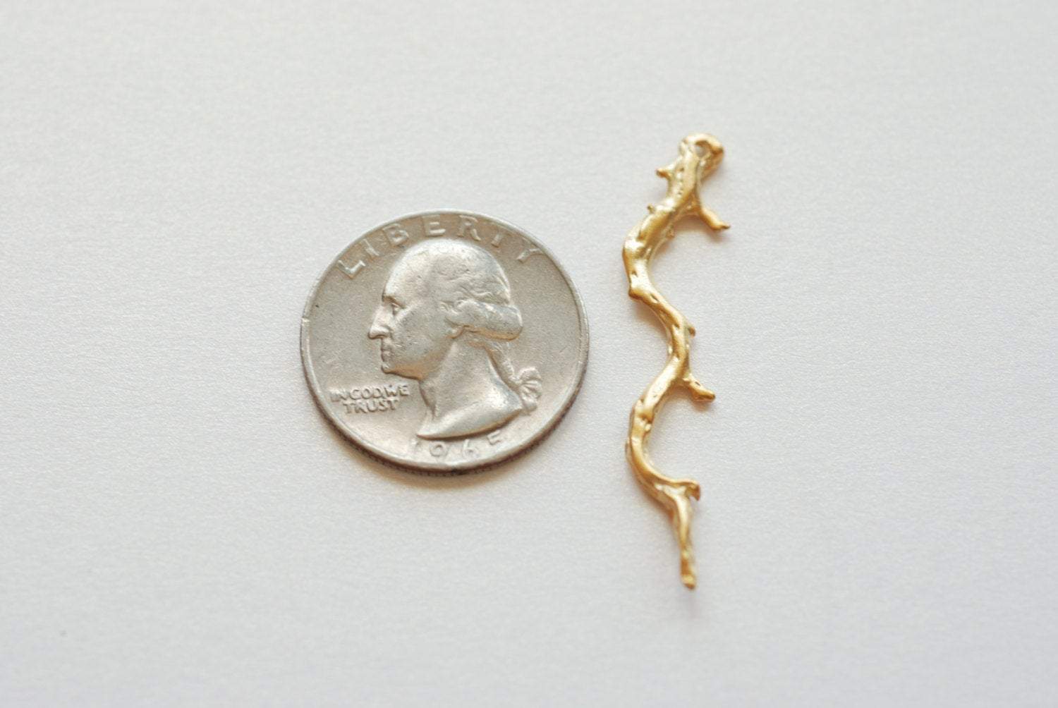 Matte Vermeil Gold Twig Branch Connector link Pendant- 18k gold over 925 sterling silver branch charm connector, branch connector - HarperCrown