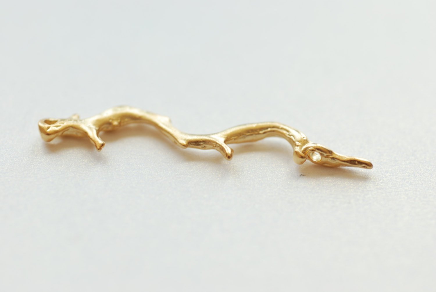 Matte Vermeil Gold Twig Branch Connector link Pendant- 18k gold over 925 sterling silver branch charm connector, branch connector - HarperCrown