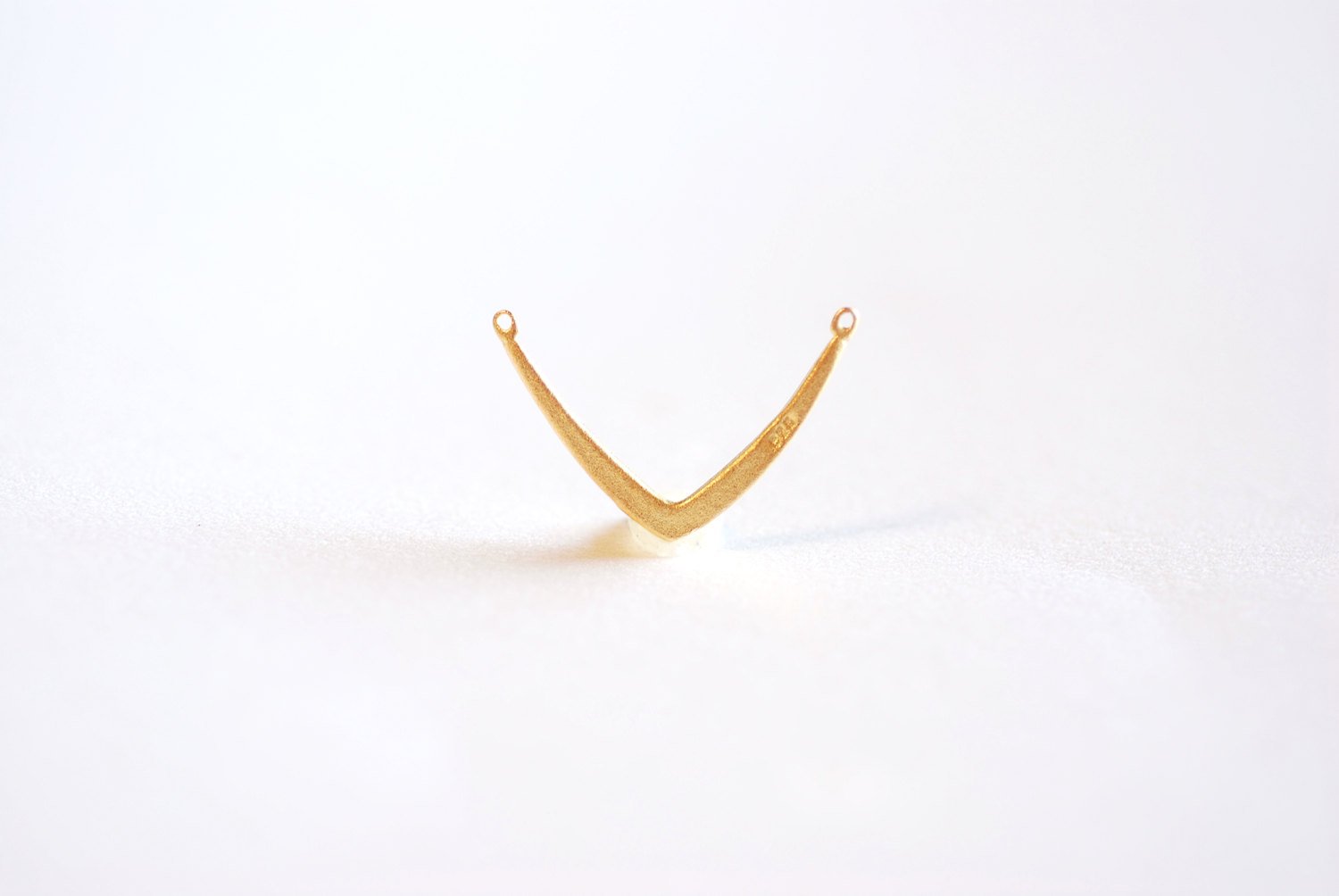 Matte Vermeil Gold V Shaped Charm- 22k gold over Sterling Silver Arrow Charm, Gold V Shaped Connector Charm, Triangle Connector Link, 319 - HarperCrown