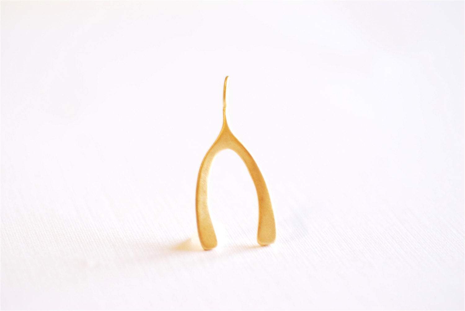 Matte Vermeil Gold Wishbone Charm Pendant- 18k gold plated over Sterling Silver Wishbone, Gold Wishbone Charm, Large Chicken Bone, 234 - HarperCrown