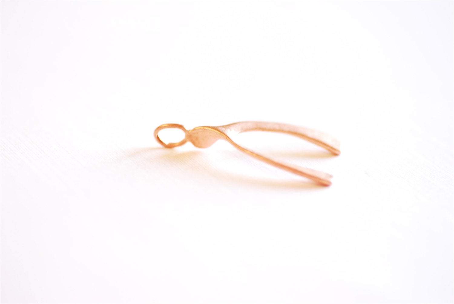 Matte Vermeil Gold Wishbone Charm Pendant- 18k gold plated over Sterling Silver Wishbone, Gold Wishbone Charm, Large Chicken Bone, 234 - HarperCrown