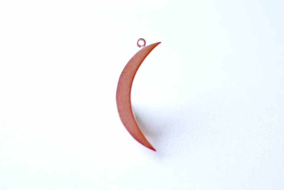 Matte Vermeil Rose Gold Crescent Moon Charm- 18k gold plated over Sterling Silver, Gold Half moon charm pendant, Gold Tusk, Gold Moon Charm - HarperCrown