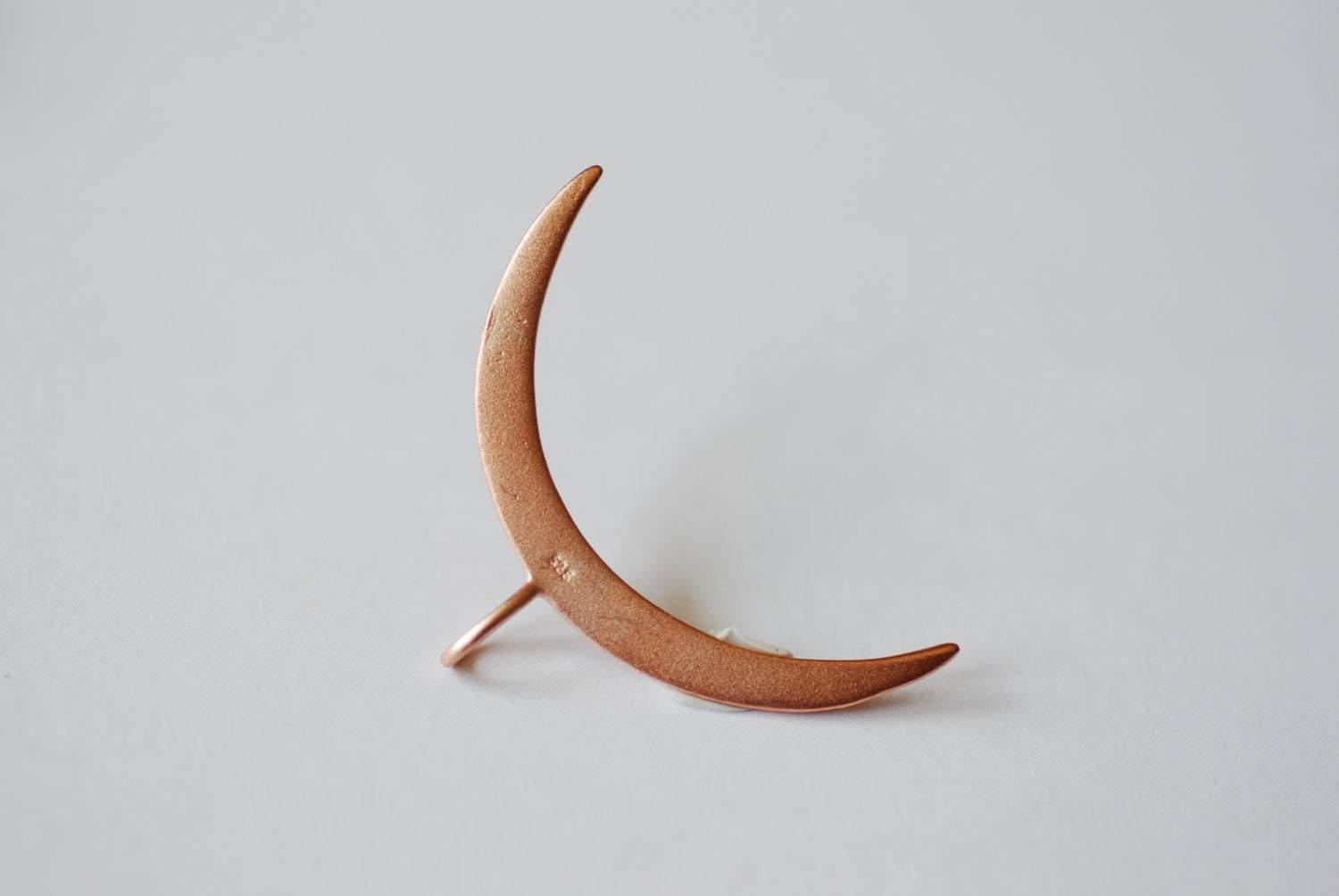 Matte Vermeil Rose Gold Crescent Moon Charm Pendant, 18k gold plated Sterling Silver, Half Moon Charm, Rose Gold Double Horn Pendant, 224 - HarperCrown