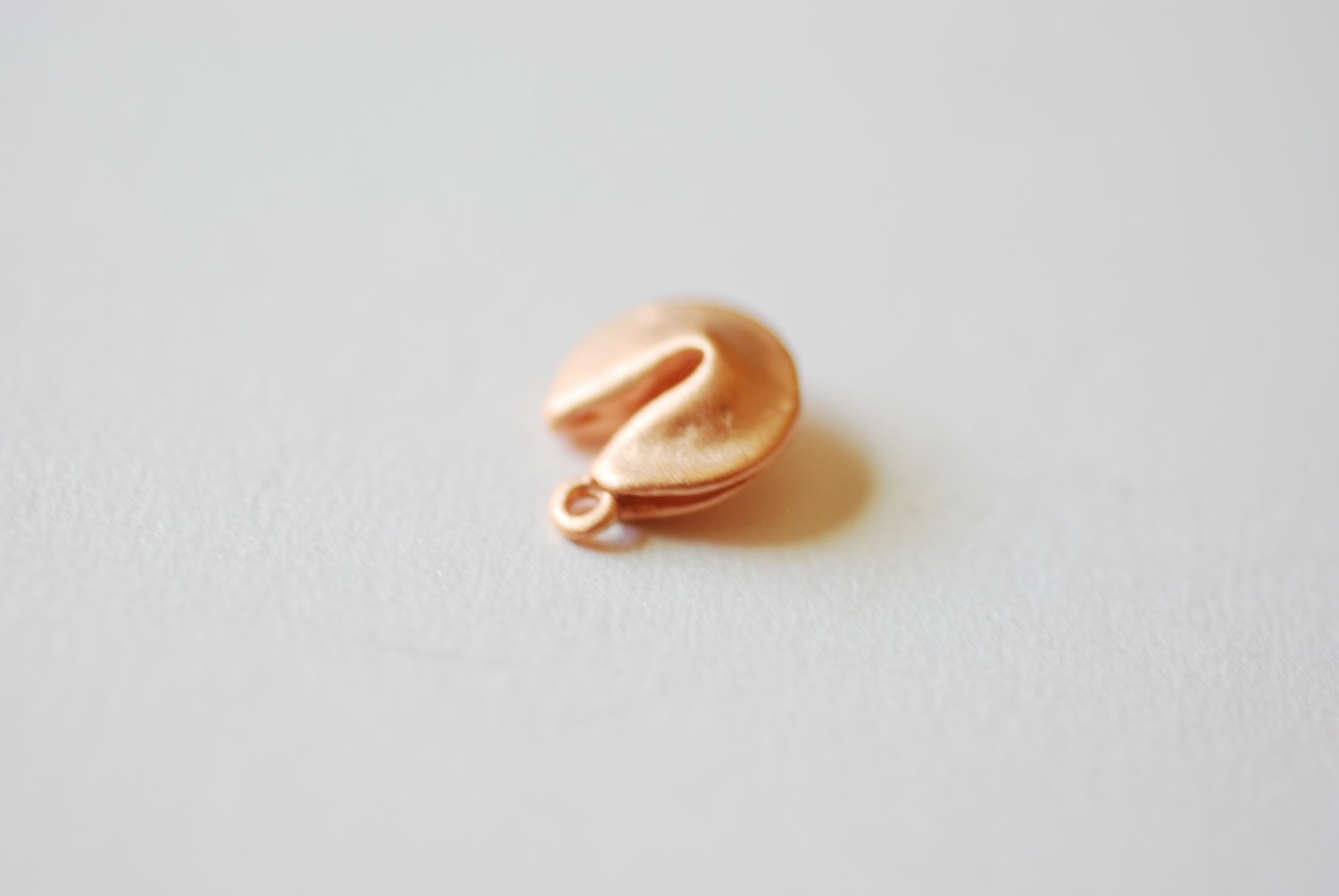 Matte Vermeil Rose Gold Fortune Cookie Charm -18k gold plated over Sterling Silver, Rose gold Cookie Charm Pendant, Cookie Charm, 96 - HarperCrown