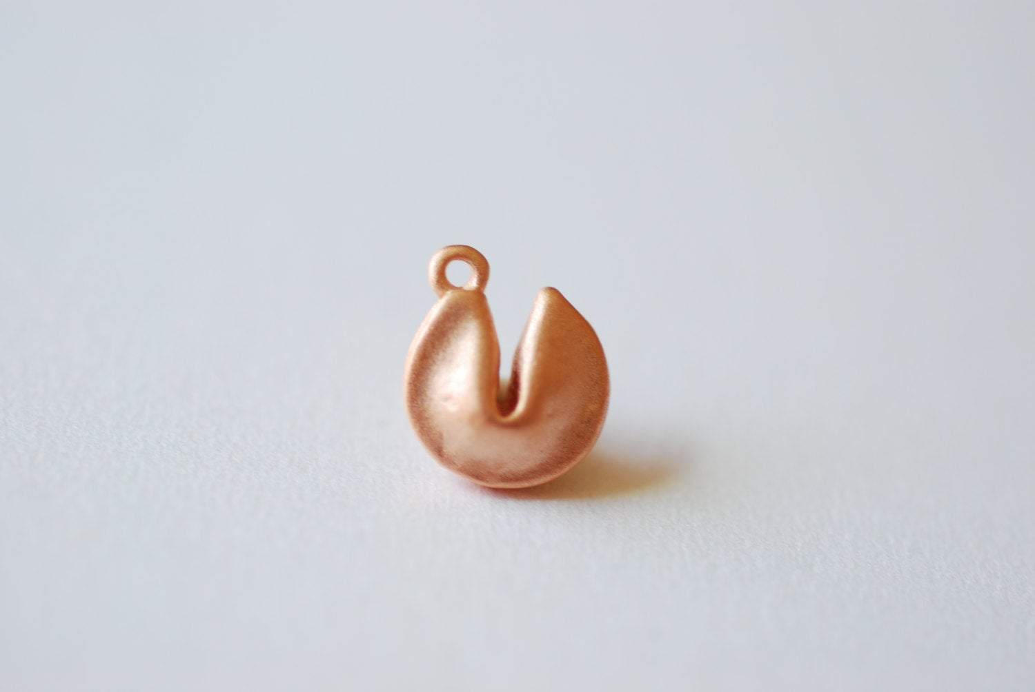 Matte Vermeil Rose Gold Fortune Cookie Charm -18k gold plated over Sterling Silver, Rose gold Cookie Charm Pendant, Cookie Charm, 96 - HarperCrown