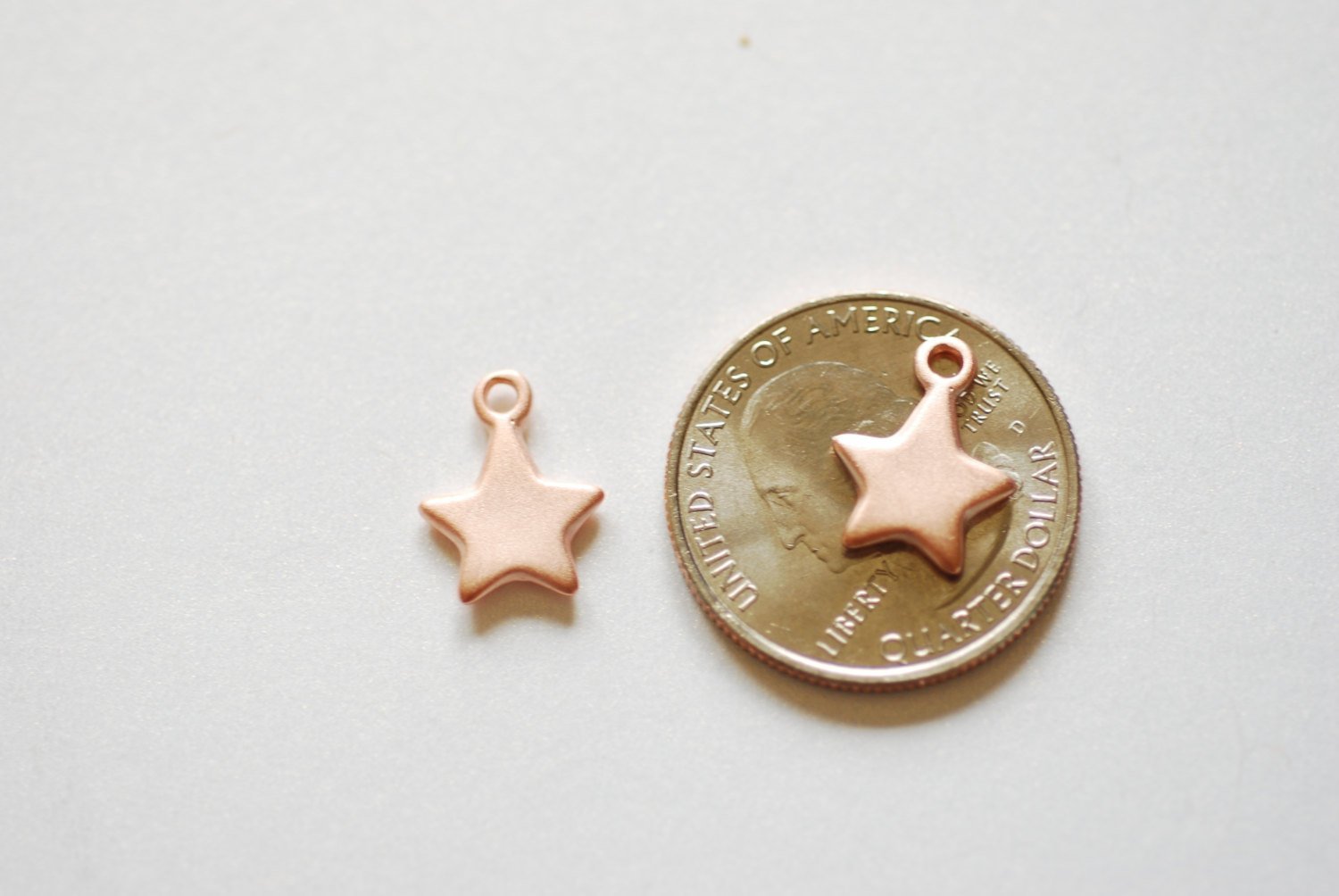 Matte Vermeil Rose Gold Star- 18k gold plated over Sterling Silver Star Charm, Gold Star Stamping Blanks, Reversible Star, Gold Star beads - HarperCrown