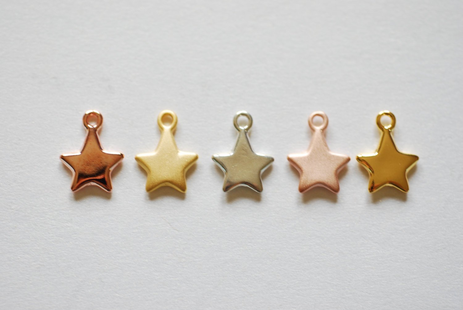 Matte Vermeil Rose Gold Star- 18k gold plated over Sterling Silver Star Charm, Gold Star Stamping Blanks, Reversible Star, Gold Star beads - HarperCrown