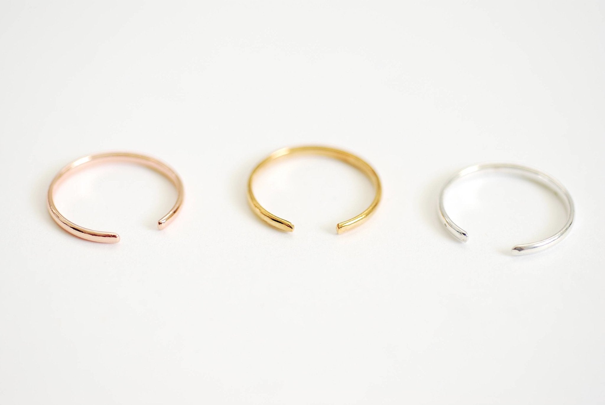 Minimalist Thin Ring Band, Adjustable Ring, Choose Sterling Silver, Gold, Rose Gold, Wedding Band Ring, Simple Everyday Ring, Open Ring, - HarperCrown