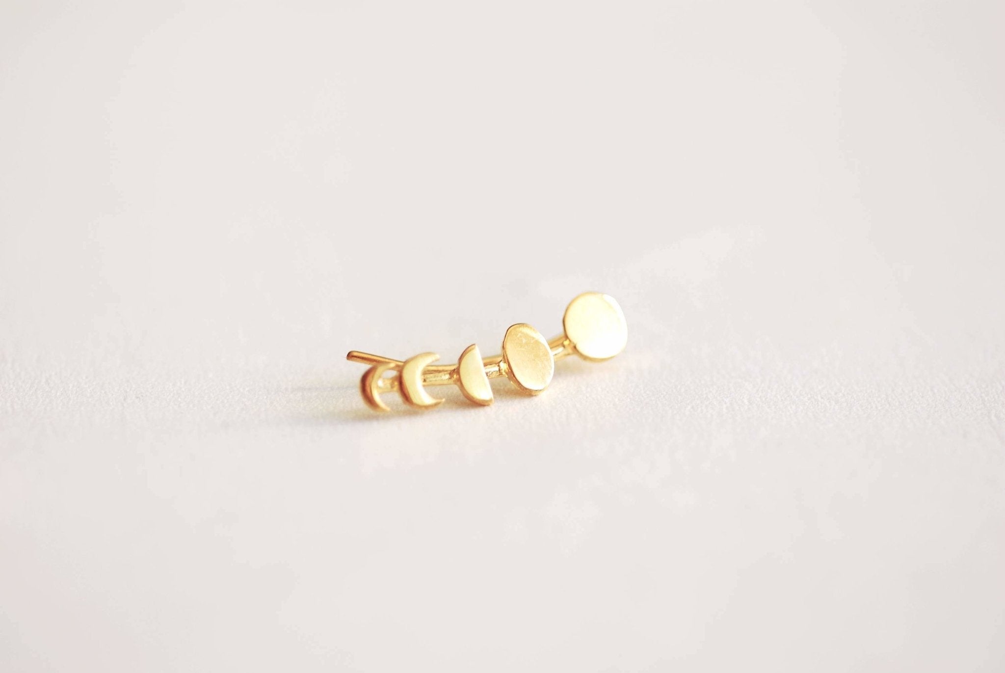 Moon Phases Earrings Ear Climbers- 925 Sterling Silver, Gold, Rose Gold, Moon Phase Ear Crawlers, silver ear climbers, Moon Earrings, Sweeps - HarperCrown