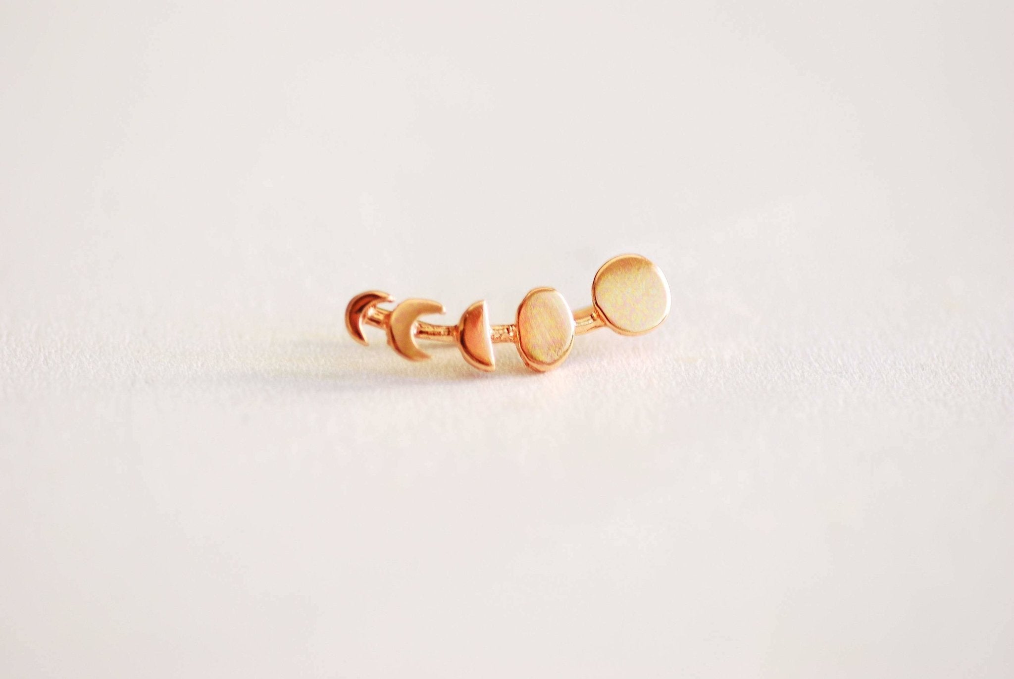 Moon Phases Earrings Ear Climbers- 925 Sterling Silver, Gold, Rose Gold, Moon Phase Ear Crawlers, silver ear climbers, Moon Earrings, Sweeps - HarperCrown