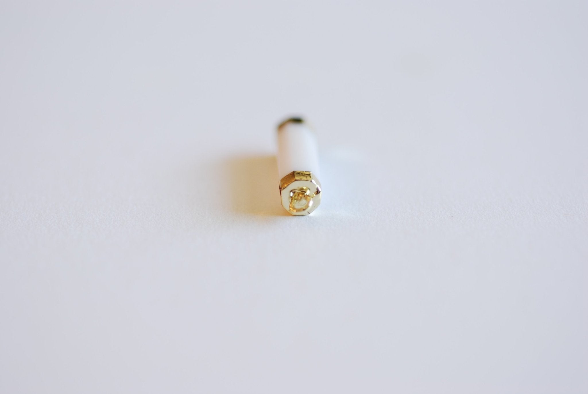 Moonstone Bar Connector - 24k Gold Electroplated Bezel Frame, faceted white moon stone rectangle connector spacer link, mineral gemstone - HarperCrown