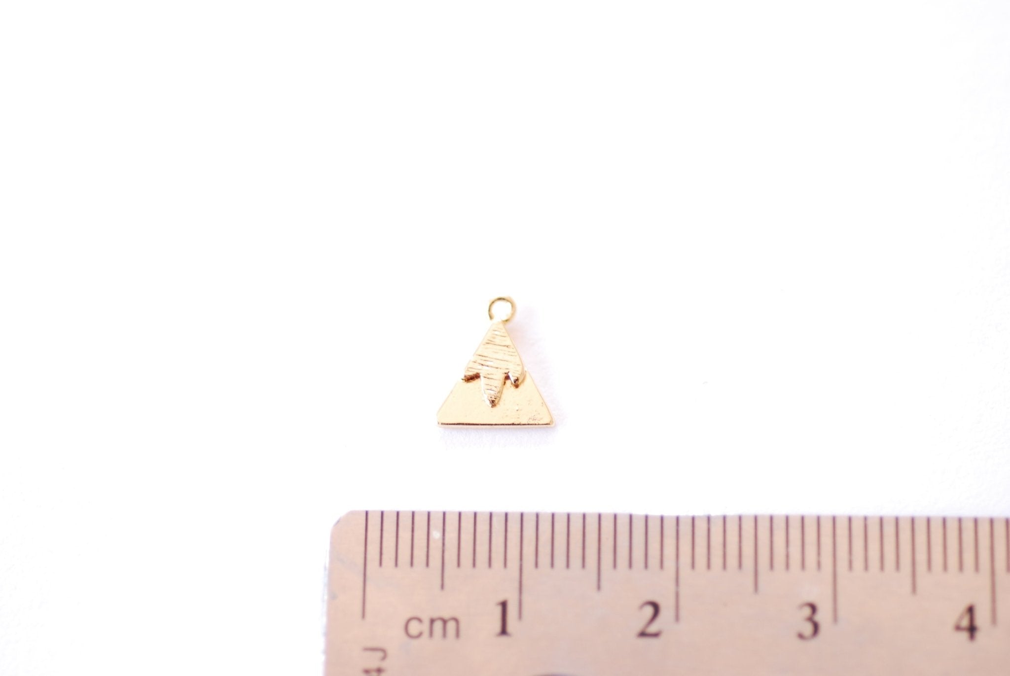 Mountain Range Triangle Charm | 16K Gold Plated over Brass | Dainty Small Snow Capped Mountain Nature Pendant Wholesale B335 - HarperCrown