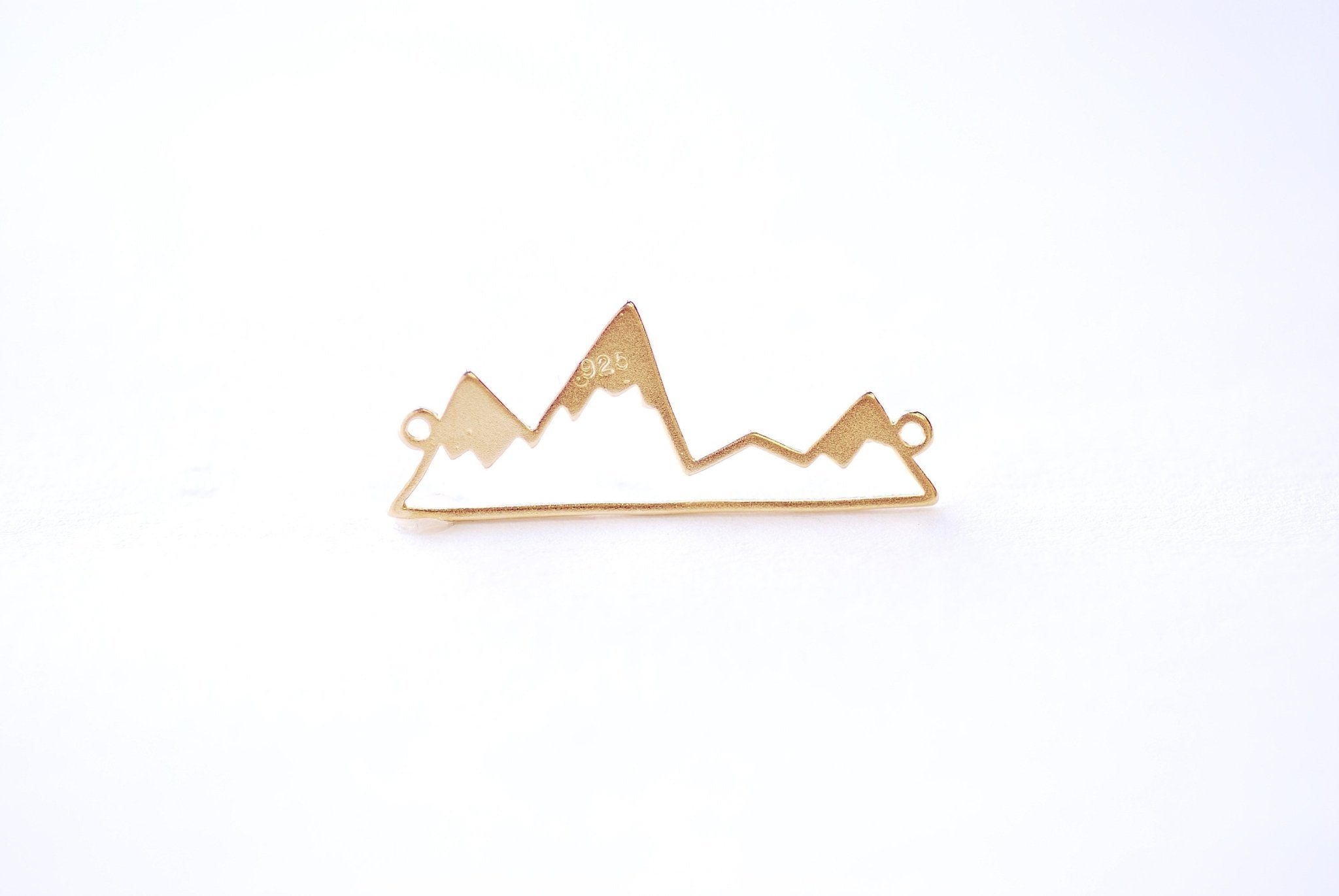 Mountain Silhouette Connector Charm - Vermeil gold 18k gold plated 925 Sterling Silver mountain silhouette, camping nature outdoors, J409 - HarperCrown