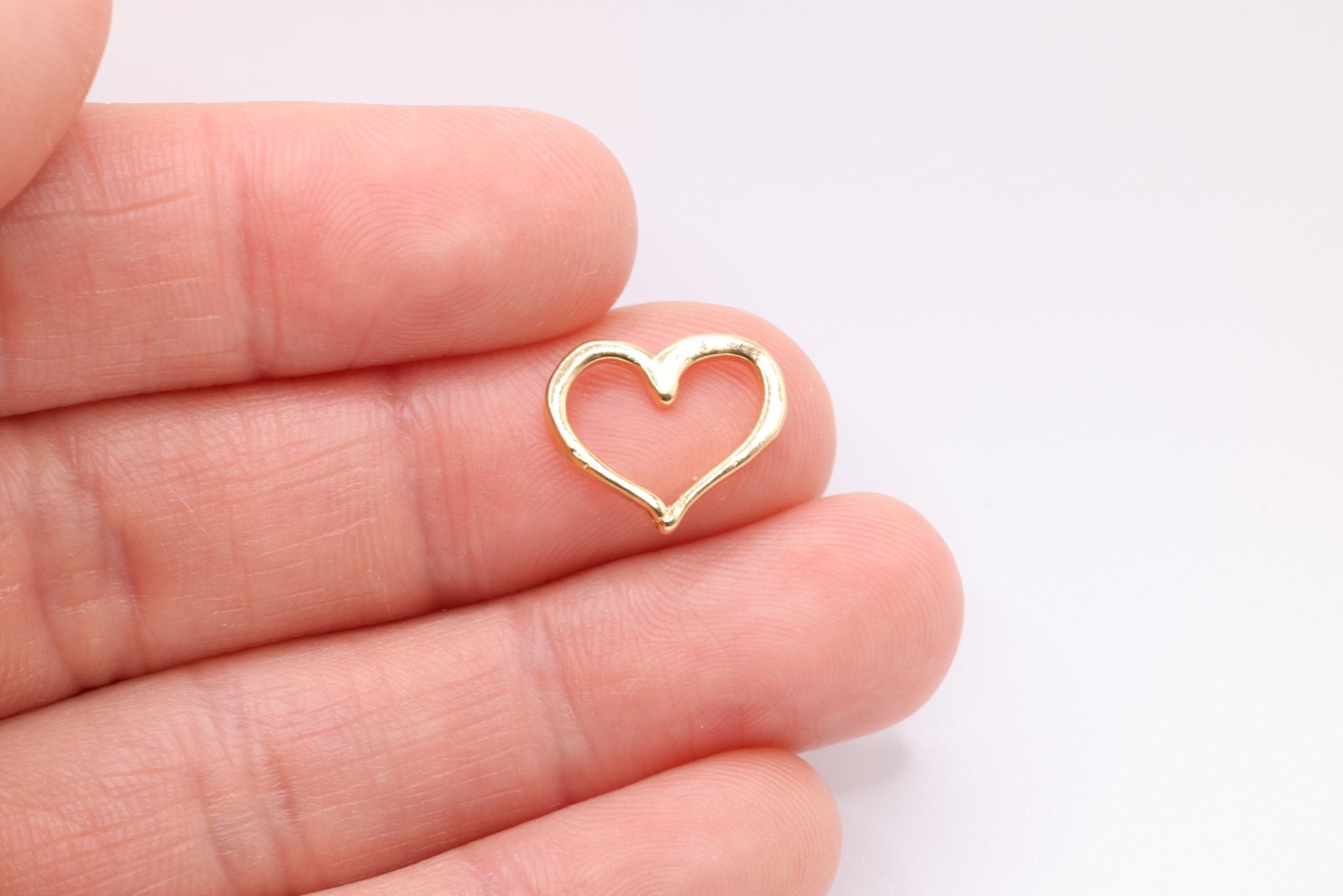 Open Heart Charm Wholesale 14K Charm, Solid 14K Gold, G84 - HarperCrown