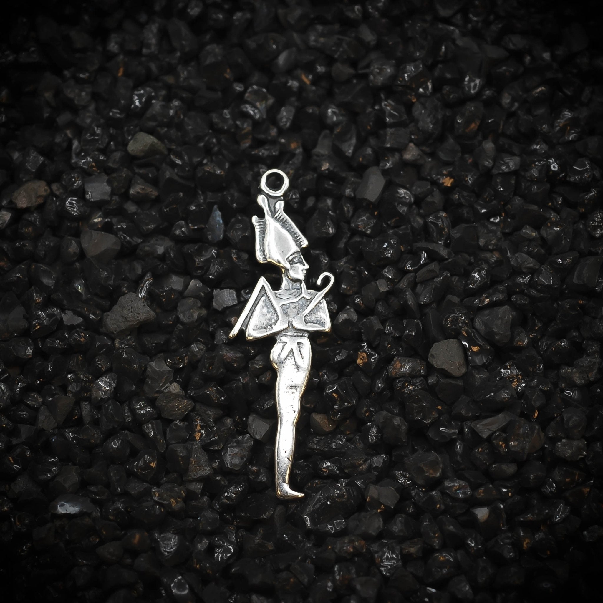 Osiris Egyptian God of the Deceased Ancient Charm | 925 Sterling Silver, Oxidized | Jewelry Making Pendant - HarperCrown