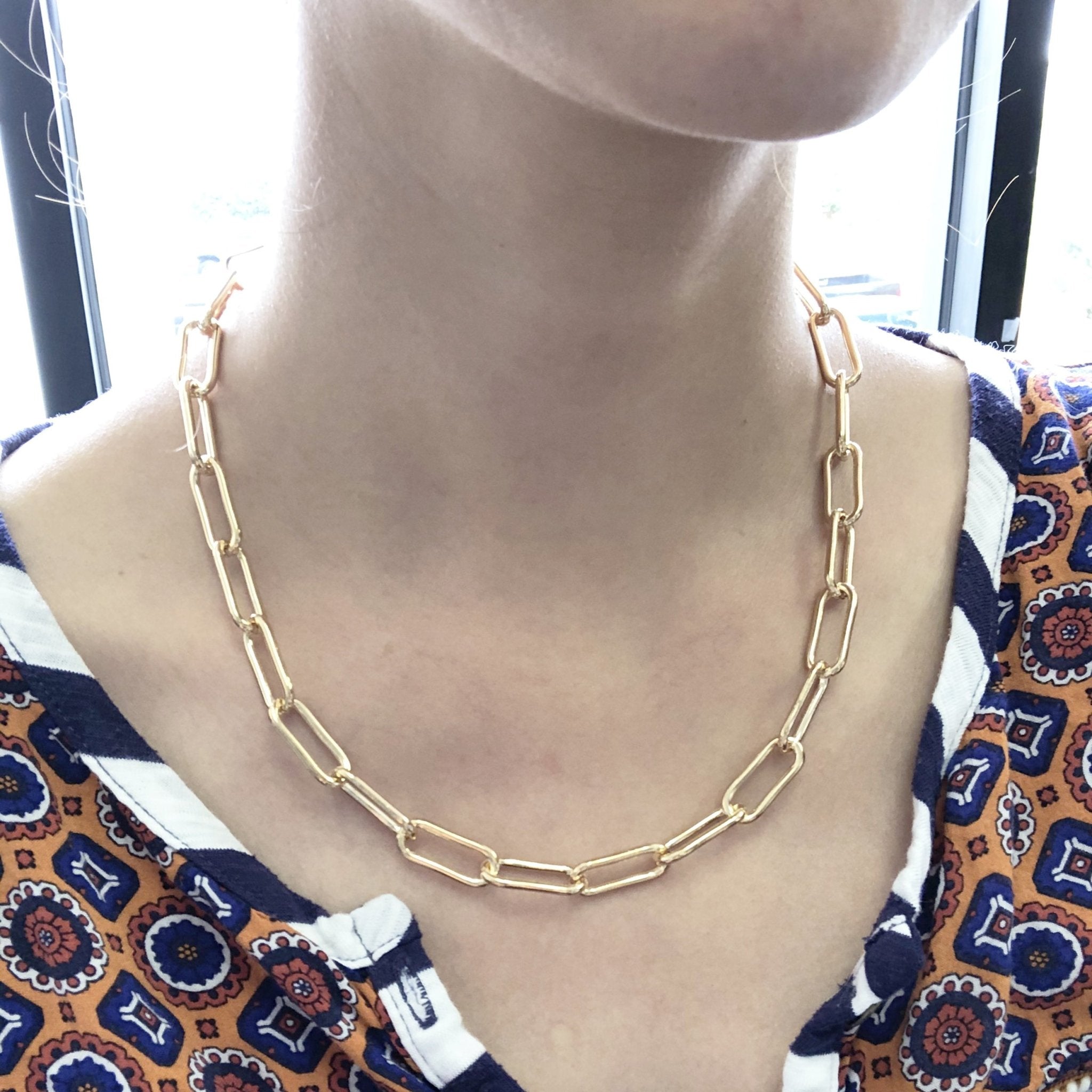 Paper Clip Chain - 16k Gold plated Alloy Chain Elongated Drawn Chain 20x8.5x2mm Cable Cuban Chain Unfinished Link Chain Paper Clip B273 - HarperCrown