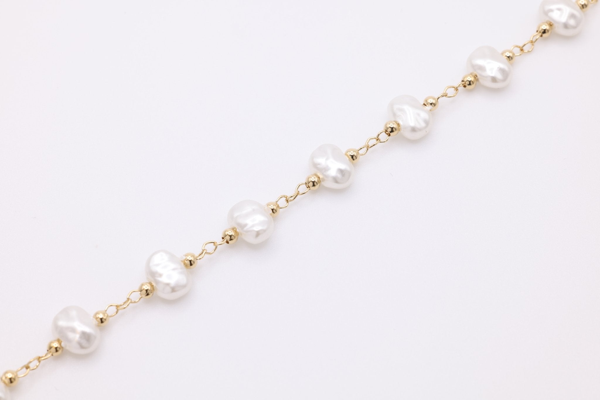 Pearl Satellite Chain, 14K Gold Overlay Plated, Wholesale Jewelry Chain - HarperCrown