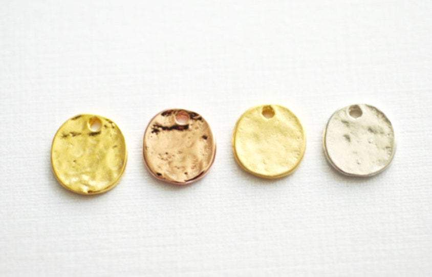 Personalized Blank Disc Stamping Charm - Vermeil Gold, Vermeil Rose Gold or Sterling silver blank metal stamping, Round Circle Disc Initial - HarperCrown