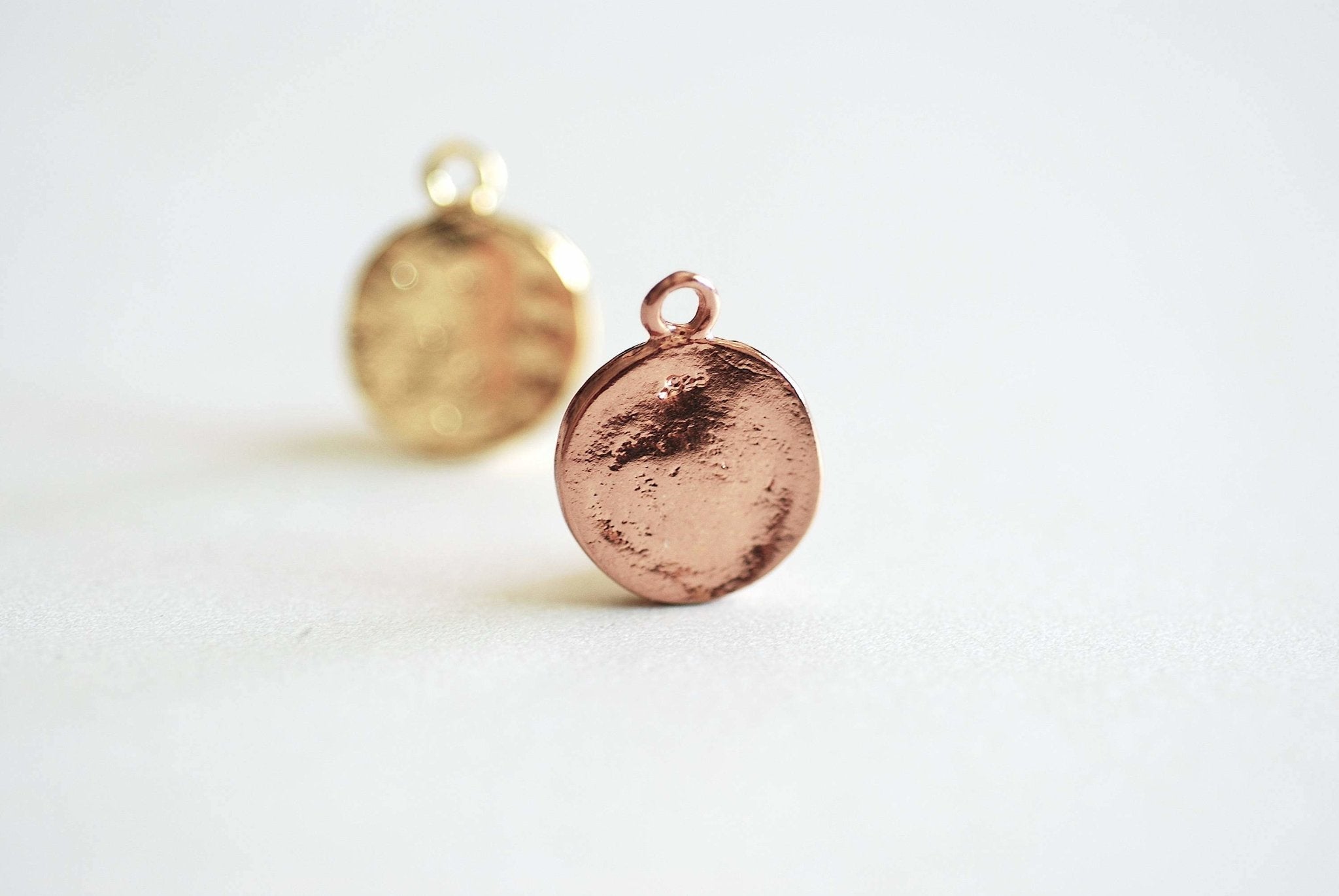 Pink Rose Gold Moon Charm, Vermeil, Moon and Stars, Celestial Charm, Moon with Face Charm, Night Sky, Moon Disc, Round Moon Charm, Stars,370 - HarperCrown