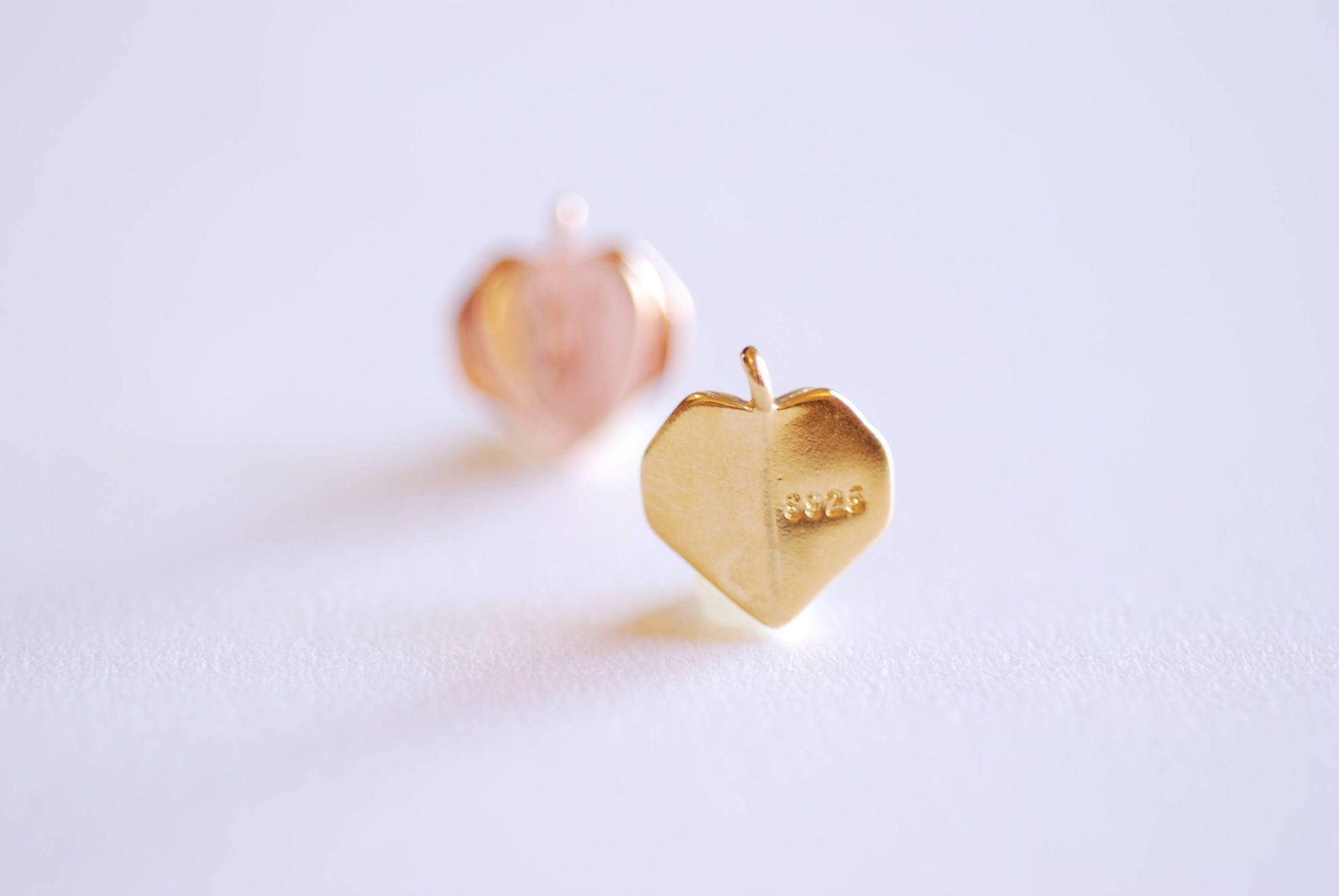 Pink Rose Gold Origami Heart Charm- 22k Rose Gold plated Sterling Silver, Paper Heart Charm, Geometric, Origami Charm, Gold Heart Charm, 359 - HarperCrown