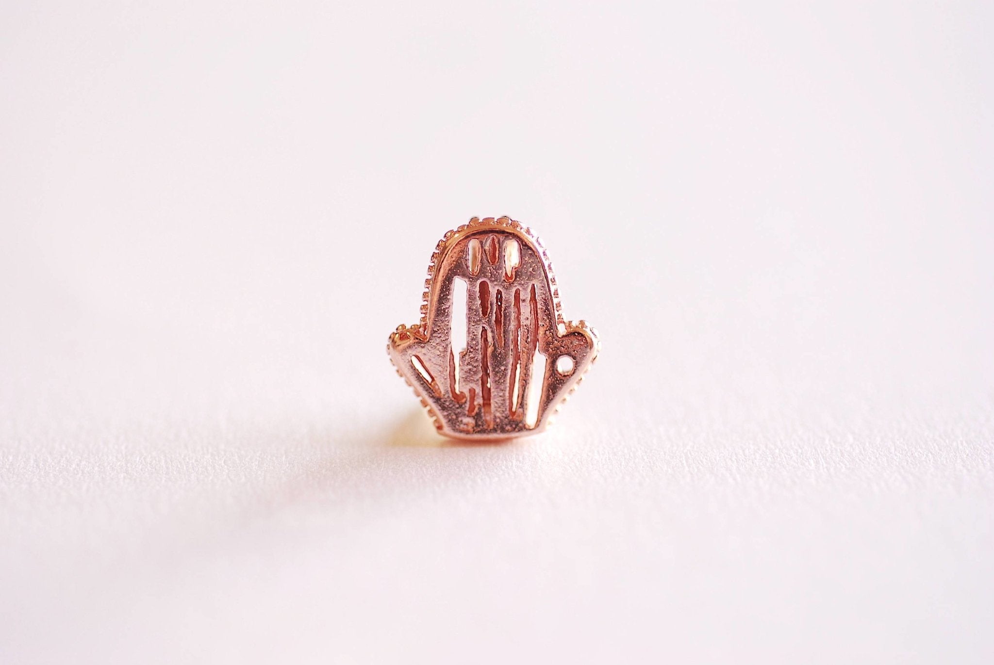 Pink Rose Gold Prickly Pear Cactus Charm Pendant- Vermeil Rose Gold 22k Gold Small Cactus Charm, Desert Plant Cactus, Saguaro Charm, 360 - HarperCrown