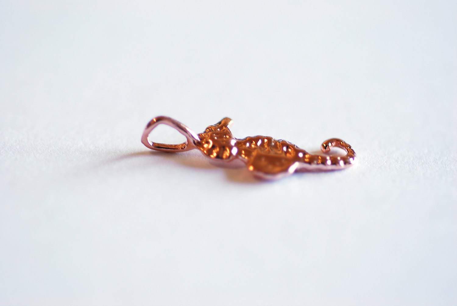 Pink Rose Gold Seahorse- 22k gold over sterling silver Seahorse Charm, Vermeil Rose Gold Sea life Charm, Gold Seahorse creature charm, 141 - HarperCrown