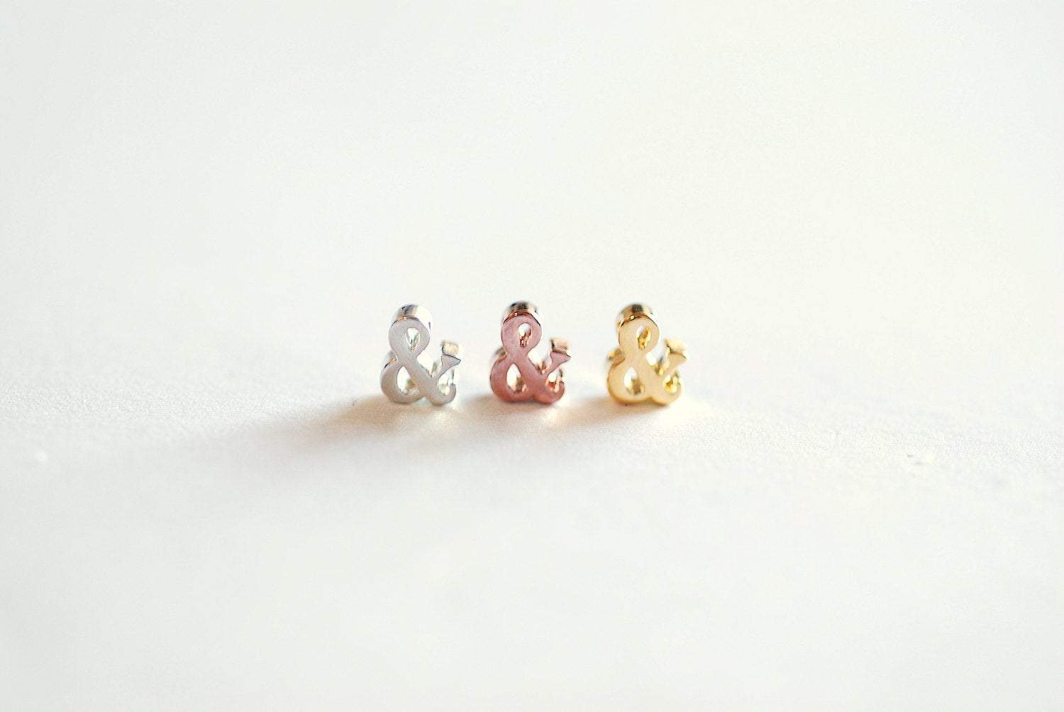 Pink Rose Gold Vermeil Ampersand Bead- 22k gold over Sterling Silver Ampersand Connector, Ampersand Initial Charm, Ampersand Alphabet, 310 - HarperCrown