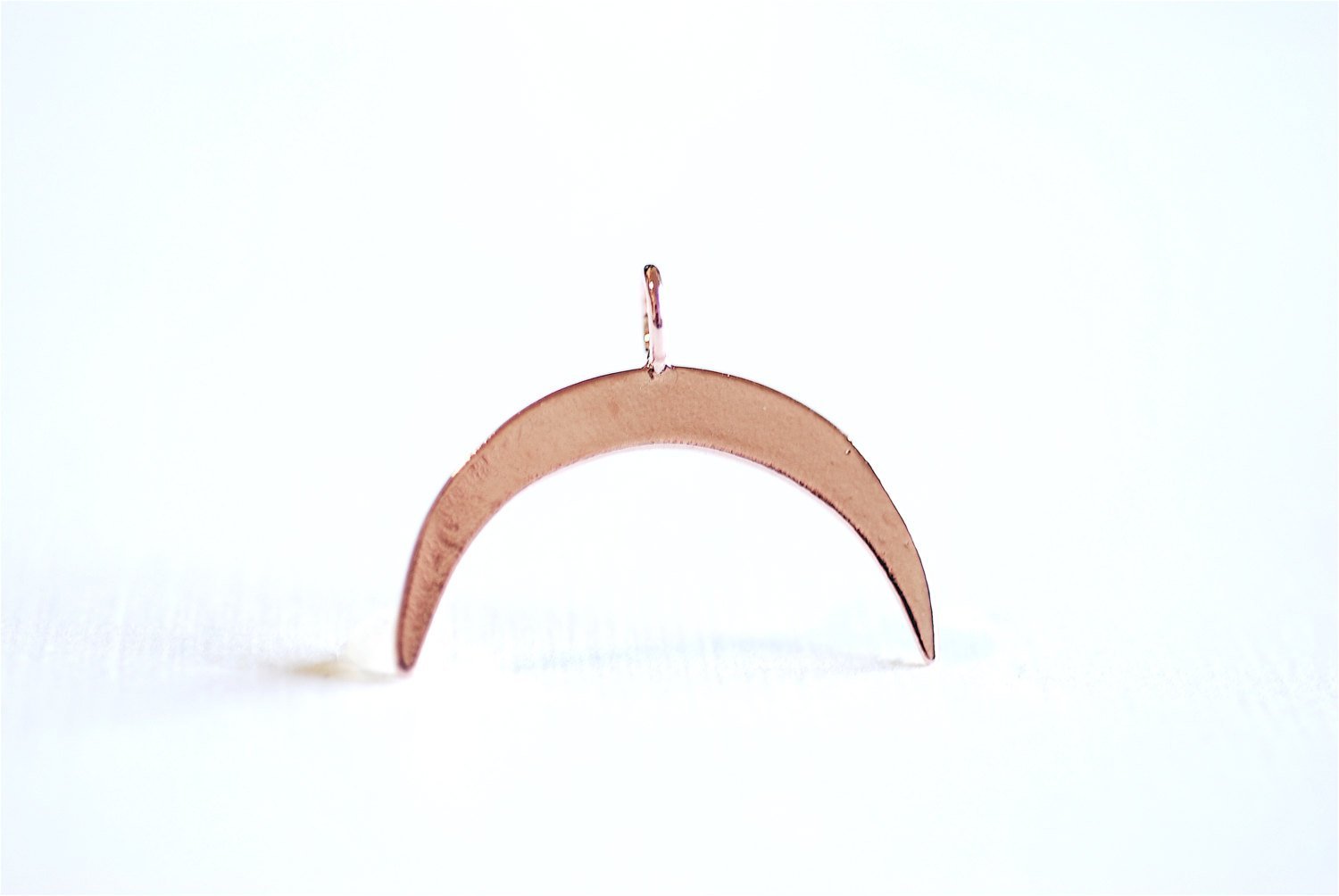 Pink Rose Gold Vermeil Crescent Moon Charm Pendant- 22k rose gold plated Moon Charm, Gold Half Moon Charm, Double Horn Charm Pendant, 298 - HarperCrown