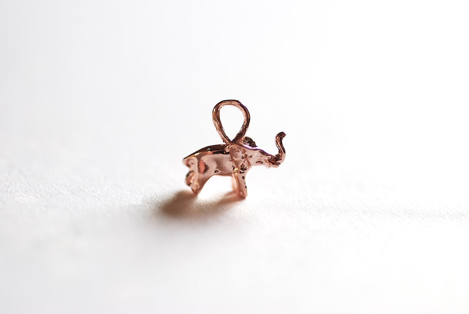 Pink Rose Gold Vermeil Elephant Charm- 22k gold plated over sterling silver, Elephant Pendant Charm, Rose Gold Animal Elephant Bead, 39 - HarperCrown