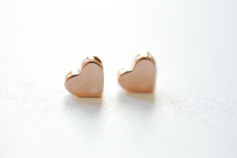 Wholesale Charms - 2pcs Matte Vermeil Rose Gold Heart Beads Charm