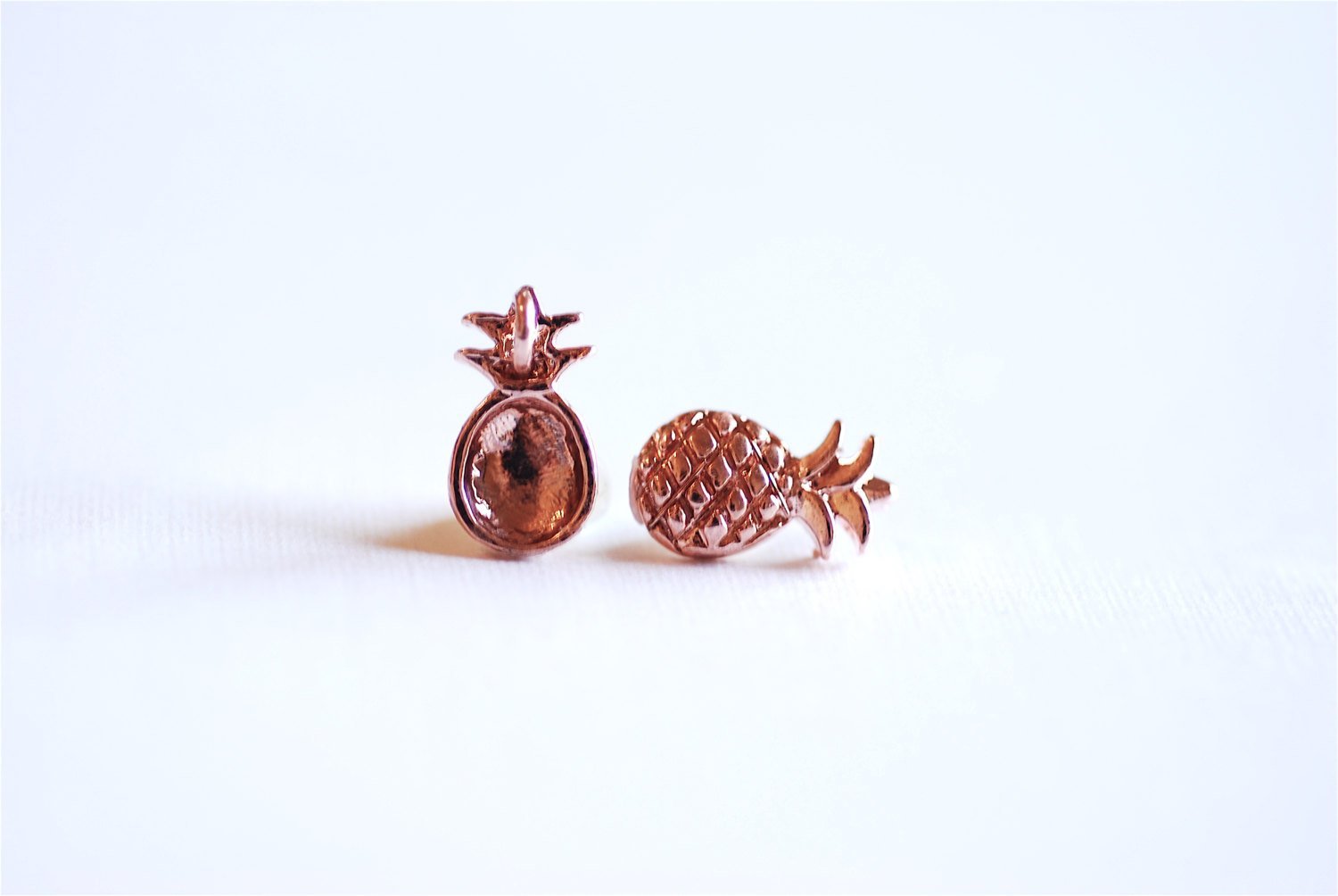 Pink Rose Gold Vermeil Pineapple Charm Pendant- 18k gold over Sterling Silver Pineapple, Hawaiian Pineapple Pendant, Pine cone Charm, 284 - HarperCrown