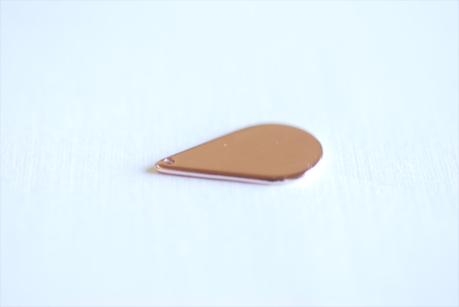 Pink Rose Gold Vermeil Teardrop Charm Pendant- 22k gold plated Oval Charm Pendant, Gold Flat Teardrop, Tear drop Charm, Stamping, Beads, 297 - HarperCrown