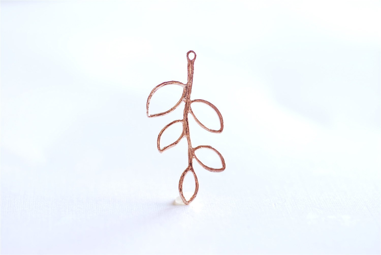 Pink Rose Gold Vermeil Twig Tree Branch Leaf Connector Charm- 18k gold over Sterling Silver Leaf Connector Link Spacer, Tree, Flower, 10 - HarperCrown