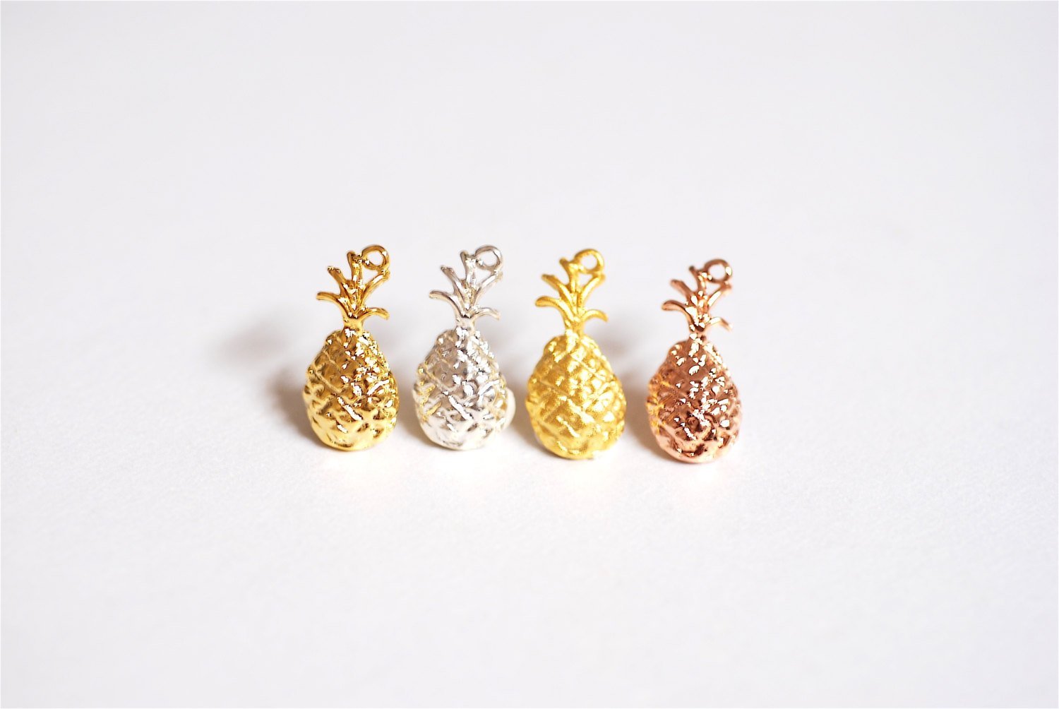 Pink Rose Vermeil Gold Pineapple Charm Pendant- 18k gold plated over Sterling Silver, Hawaiian Pineapple, Pineapple Charm, Fruit Charm, 275 - HarperCrown