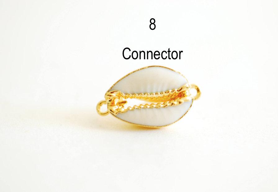 Real Natural Cowrie Shell, Gold, Sterling Silver, Rose Gold, gold dipped shell pendant, Cowrie shell pendant charm, Cut Cowrie Shell Beads - HarperCrown