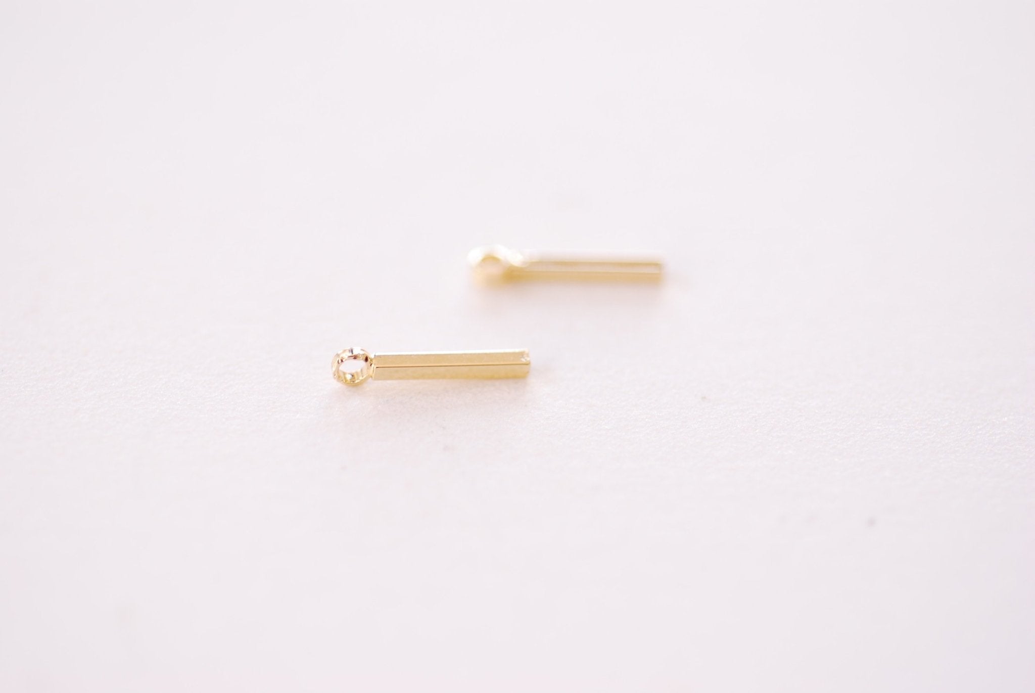 Rectangle Drop Bar 9mm Charm - 16k Gold Plated over Brass Small Bar Blank Column Dangle DIY HarperCrown Wholesale Brass Charms B158 - HarperCrown