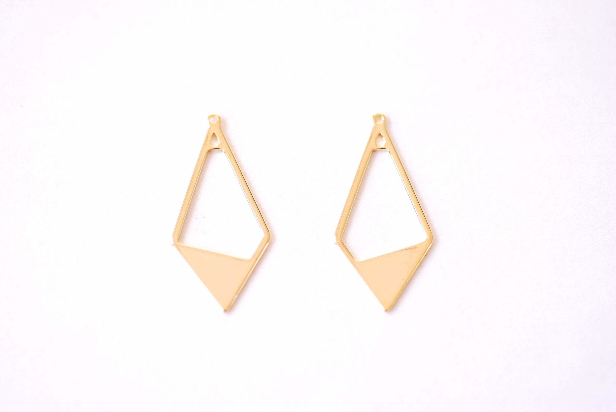 Rhombus Open Dangle Charm - 16k Gold Plated over Brass Quadrilateral Geometric Shape Earring Component Pendant HarperCrown Wholesale B176 - HarperCrown