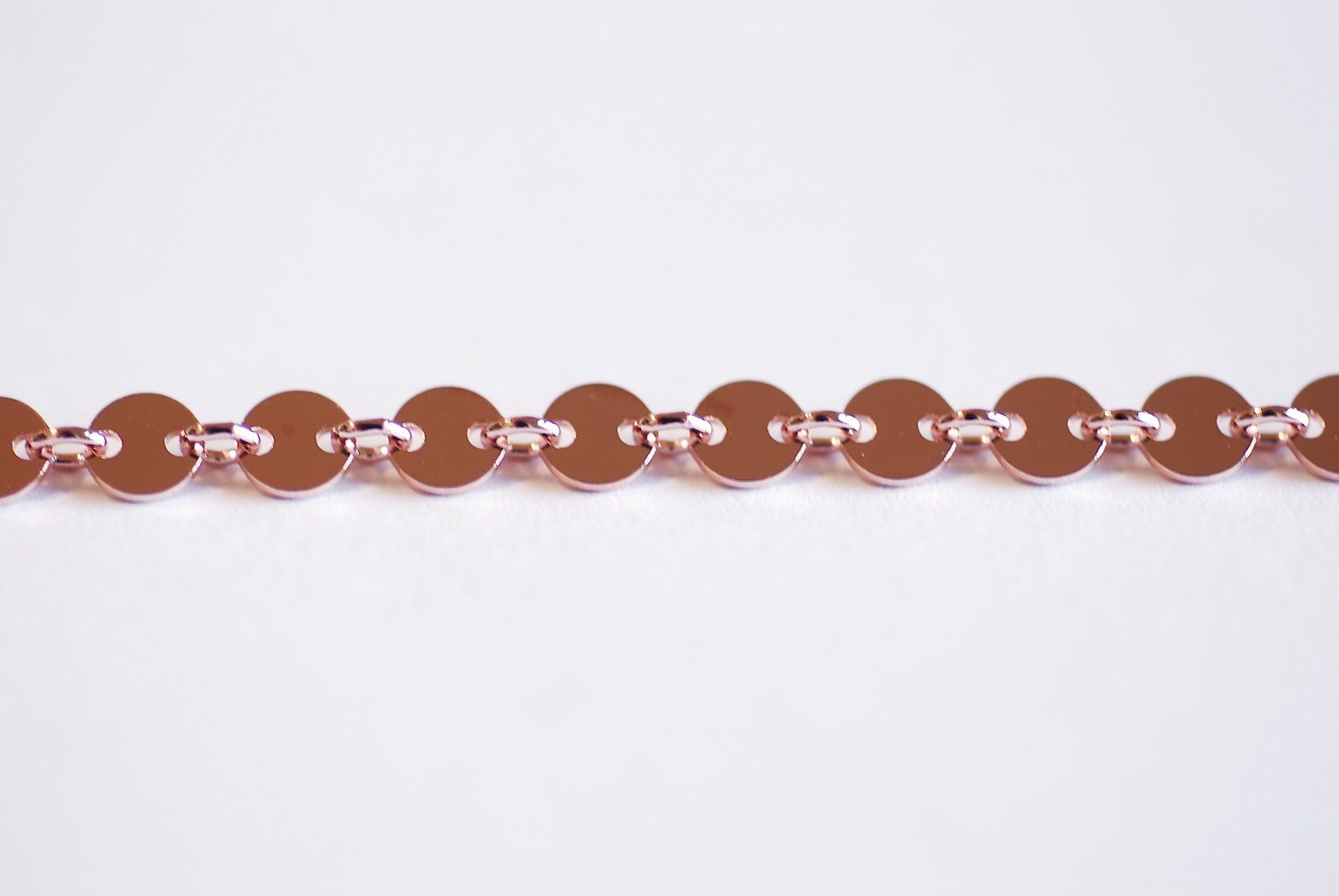 Rose Gold 4mm Sequin Disc Chain- Rose Gold plated Round Disc Circle Chain, Chain by foot, Wholesale BULK DIY Jewelry Findings 1/20 14kt GF - HarperCrown