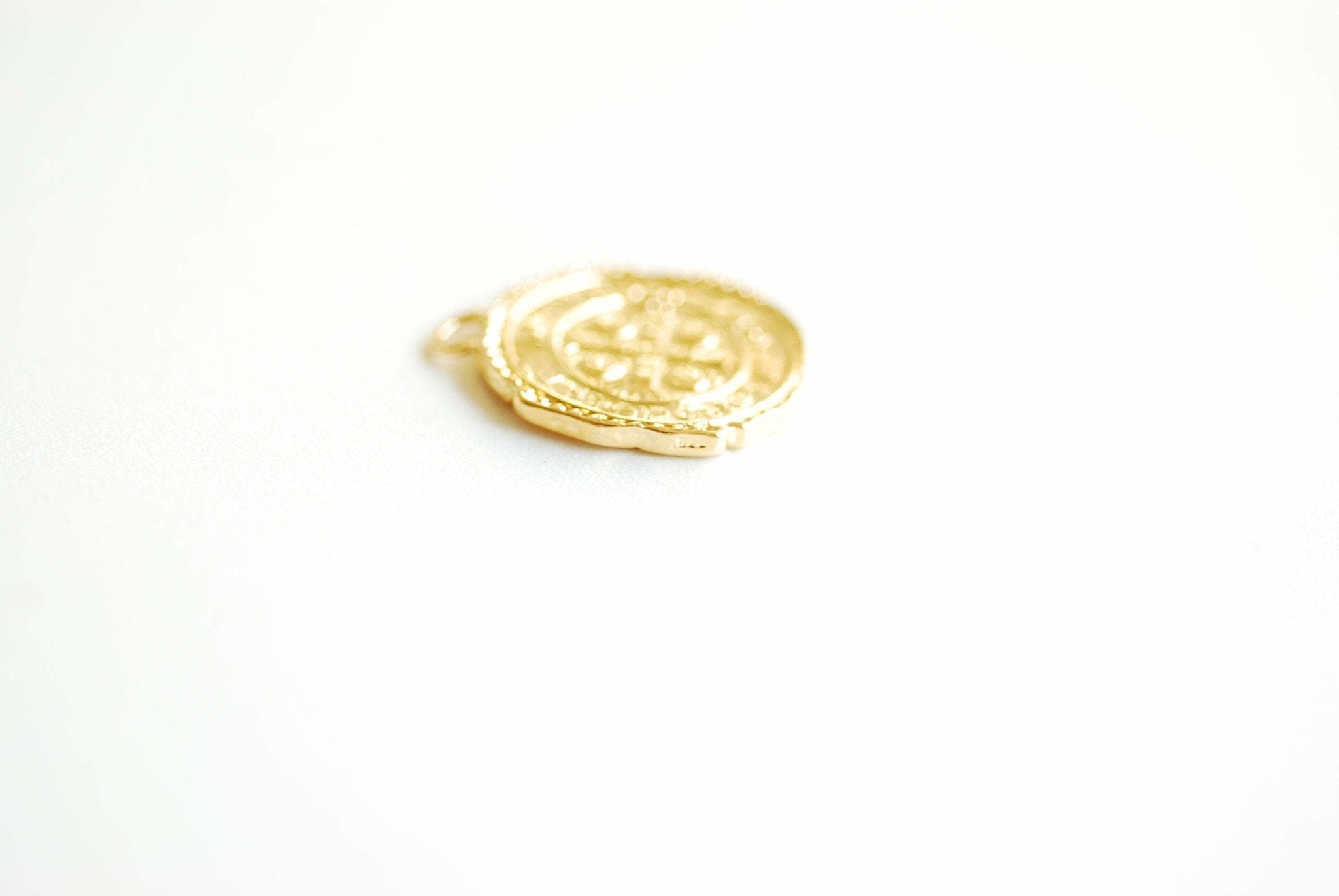 Round Cross Medallion Pendant- Vermeil 18k gold Plated over 925 Sterling Silver, Coin Medallion, Greek Coin, Catholic, Jesus Christ, 478 - HarperCrown