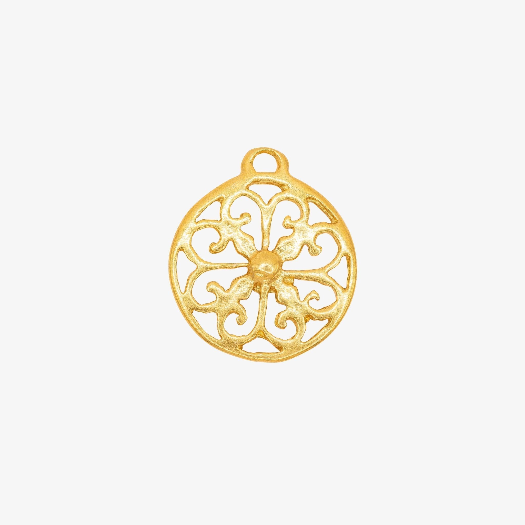 Round Filigree Charm 14K Gold - HarperCrown