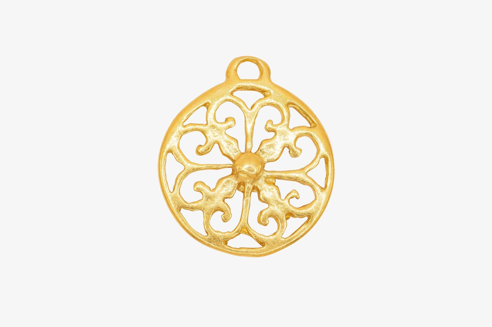 Round Filigree Charm Wholesale 14K Gold, Solid 14K Gold, G79 - HarperCrown