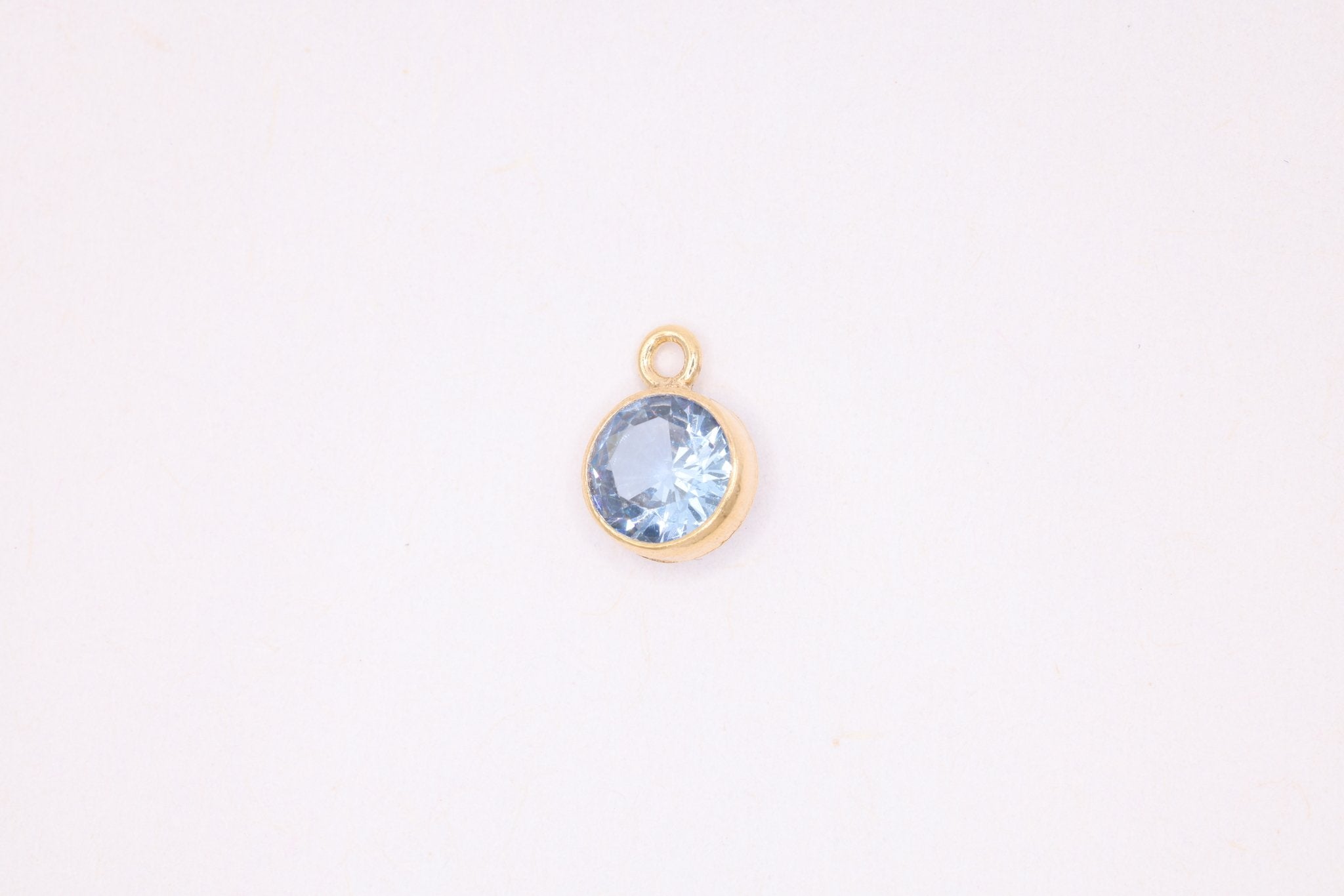 Sapphire Birthstone CZ Gold-Filled Wholesale Drop Charm, September Birthstone, Horizontal Bail - HarperCrown