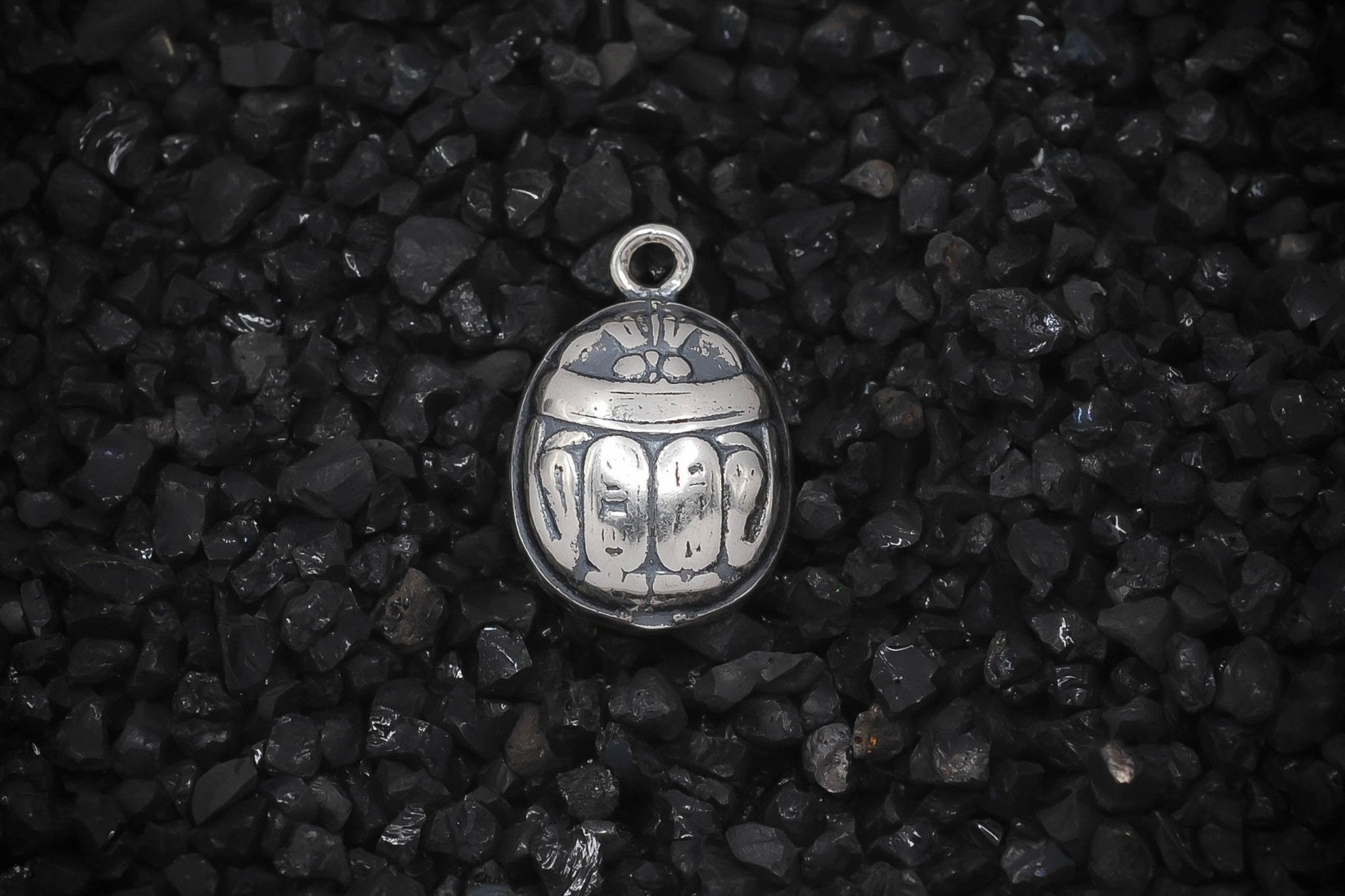 Scarab Beetle Charm 3D Ancient Egyptian | 925 Sterling Silver, Oxidized or 18K Gold Plated | Jewelry Making Pendant - HarperCrown