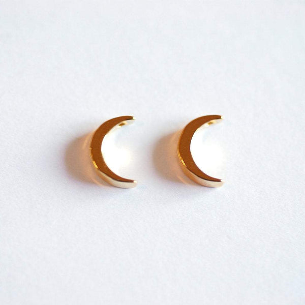 Wholesale Charms - Shiny Gold Crescent Moon Beads Charm-22k gold