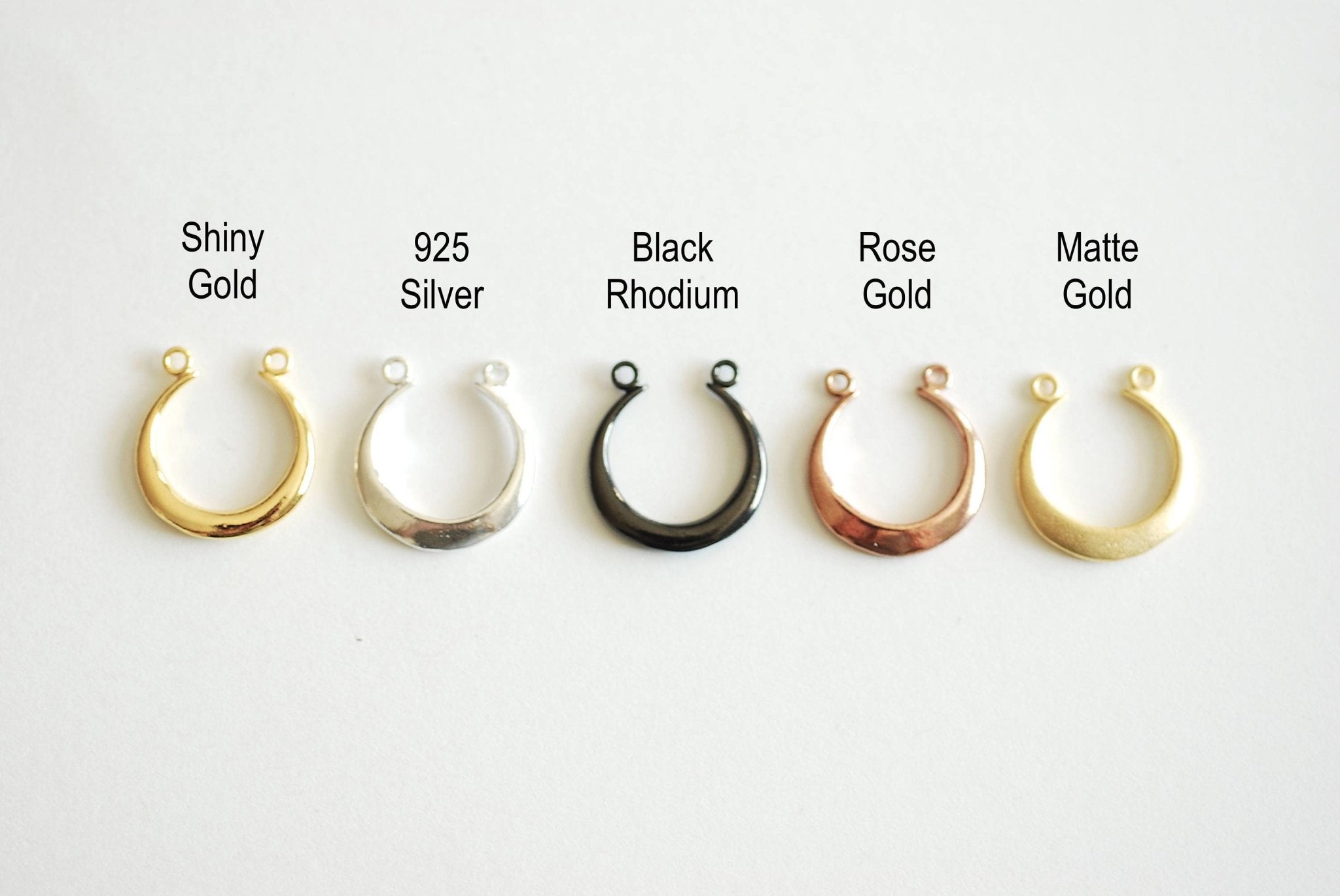 Shiny Gold Crescent Moon Connector Charm- Half moon link spacer charm, horizontal 2 holes, curved moon, U Shaped, Gold Moon Charm, Bulk, 364 - HarperCrown