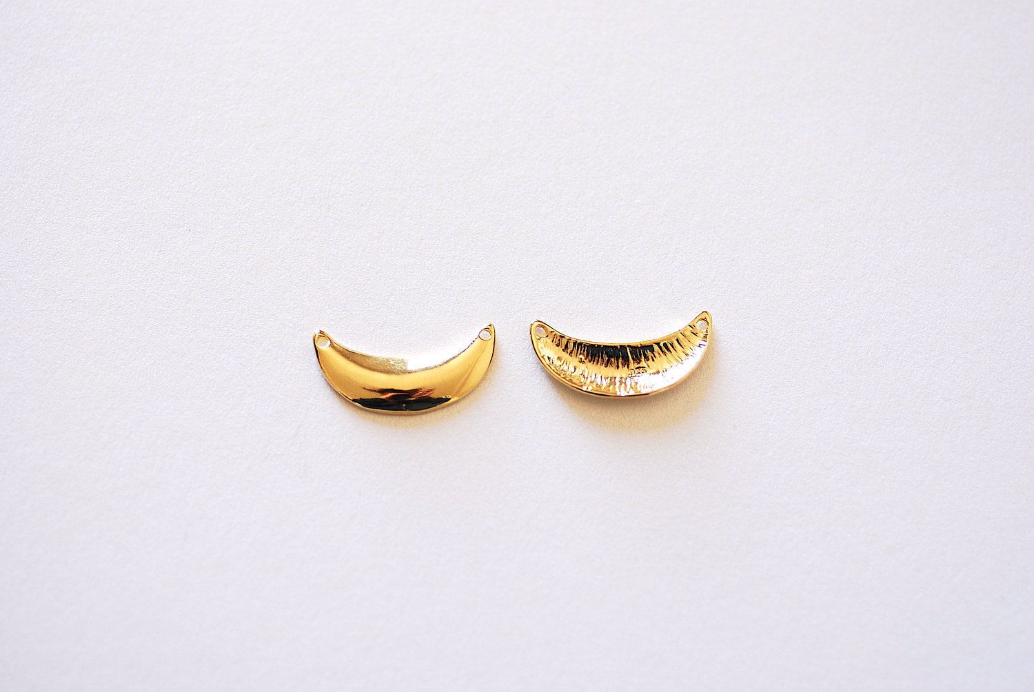 Shiny Gold Crescent Moon Connector- Vermeil Gold 22k gold over 925 Sterling Silver Half Moon Charm, Moon Connector, Gold Moon Charm, 330 - HarperCrown