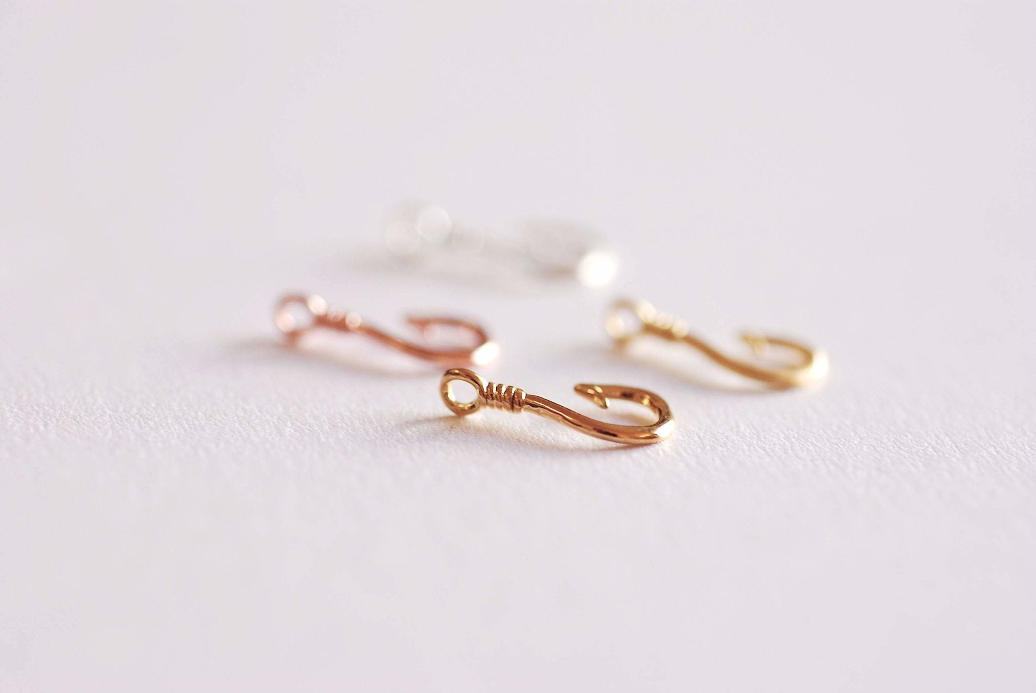 Shiny Gold Fish Hook Charm Pendant- Vermeil 22k Gold plated Sterling Silver, Fishing Hook, Nautical Charm, Fish Hook Connector, Anchor, 363 - HarperCrown