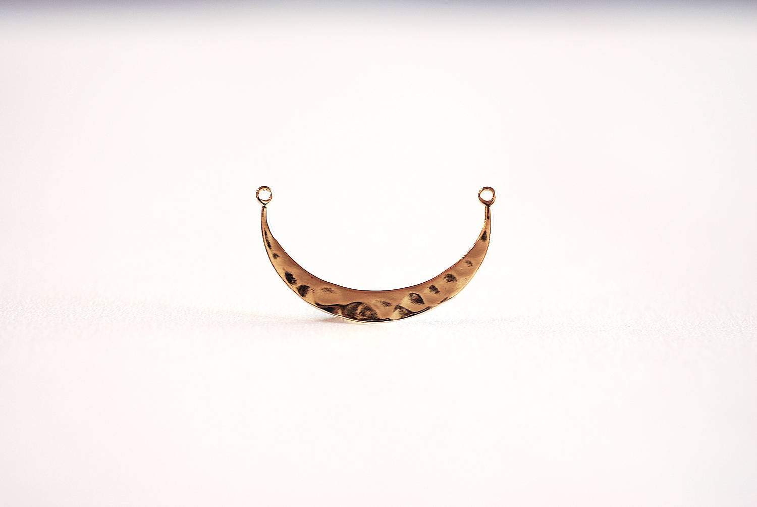 Shiny Gold Hammered Crescent Moon Connector- Gold Half Moon Link Spacer, Crescent Charm, Hammered Half Circle Connector, Moon Connector, 335 - HarperCrown