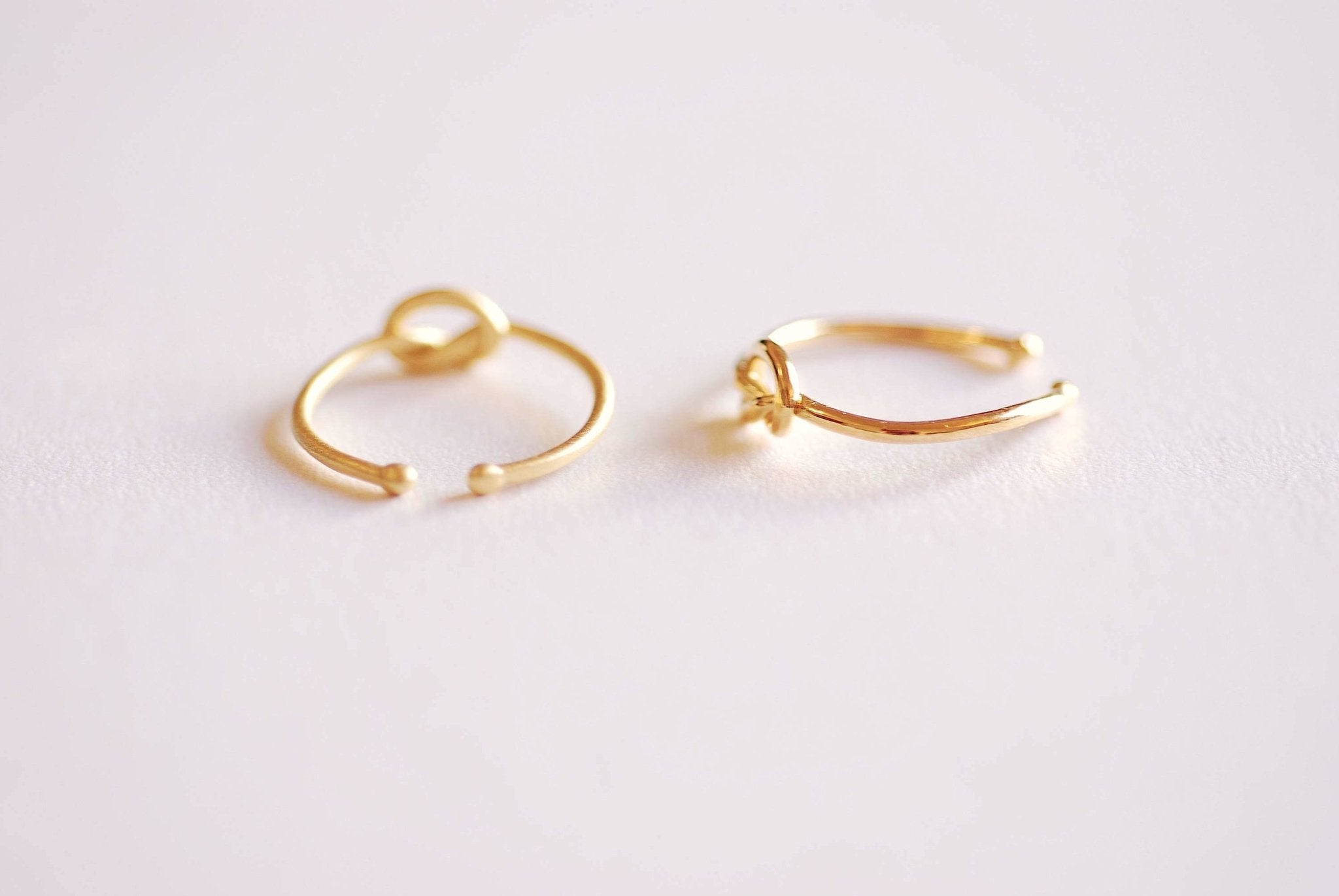 Shiny Gold Love Knot Ring- Gold Love Knot adjustable ring, Thin Love knot ring, bridesmaid Gift, knot promise ring, Eternity Ring, Midi Ring - HarperCrown