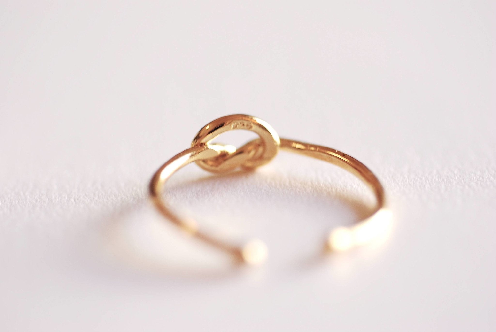 Shiny Gold Love Knot Ring- Gold Love Knot adjustable ring, Thin Love knot ring, bridesmaid Gift, knot promise ring, Eternity Ring, Midi Ring - HarperCrown